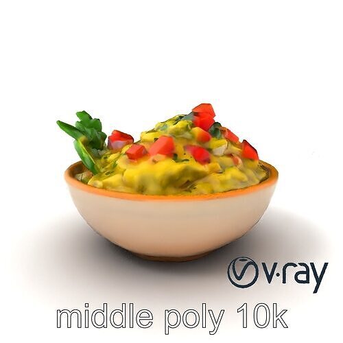 Guacamole Bowl Traditional Design 3D Model Pack Low-poly 3D model