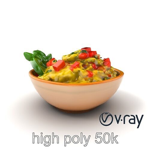 Guacamole Bowl Traditional Design 3D Model Pack Low-poly 3D model 3