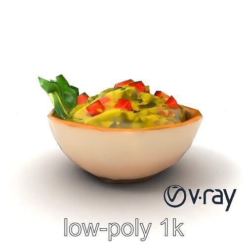 Guacamole Bowl Traditional Design 3D Model Pack Low-poly 3D model 5