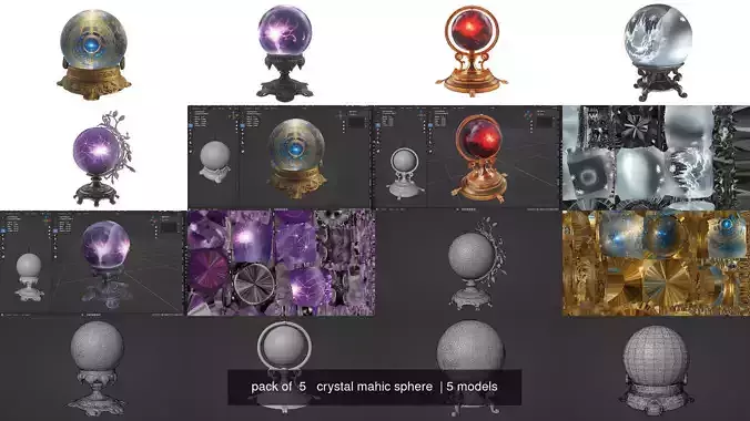 pack of  5   crystal mahic sphere 