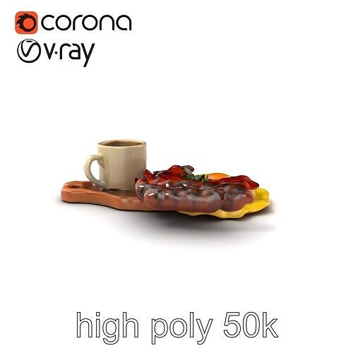 Breakfast Platter with Omelet and Bacon model pack Low-poly 3D model 2