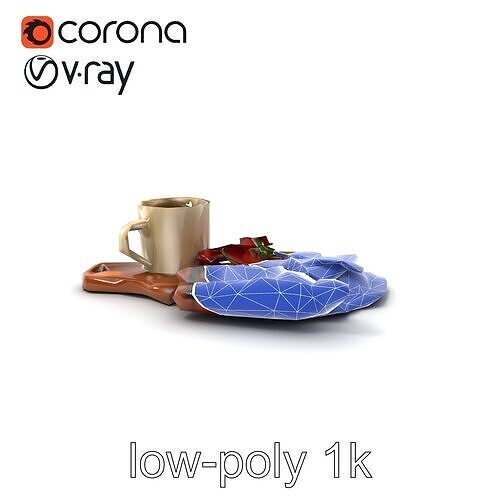 Breakfast Platter with Omelet and Bacon model pack Low-poly 3D model 7