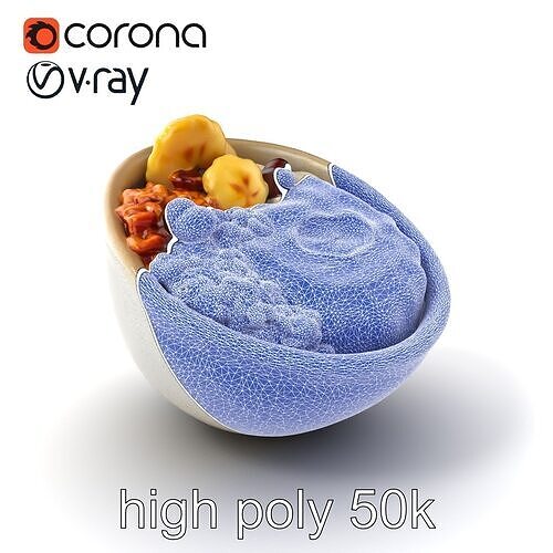 Elegant Breakfast Bowl with Yogurt and Granola Model Pack Low-poly 3D model 2