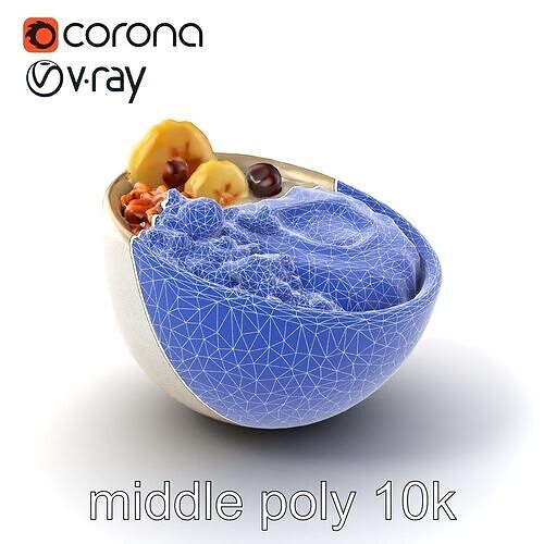 Elegant Breakfast Bowl with Yogurt and Granola Model Pack Low-poly 3D model 6