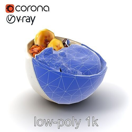 Elegant Breakfast Bowl with Yogurt and Granola Model Pack Low-poly 3D model 7