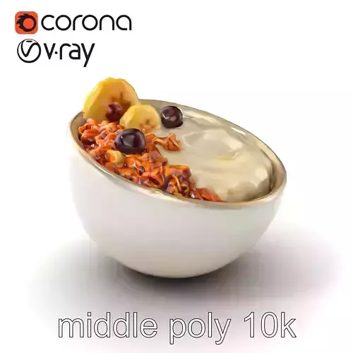 Elegant Breakfast Bowl with Yogurt and Granola Model Pack Low-poly 3D model