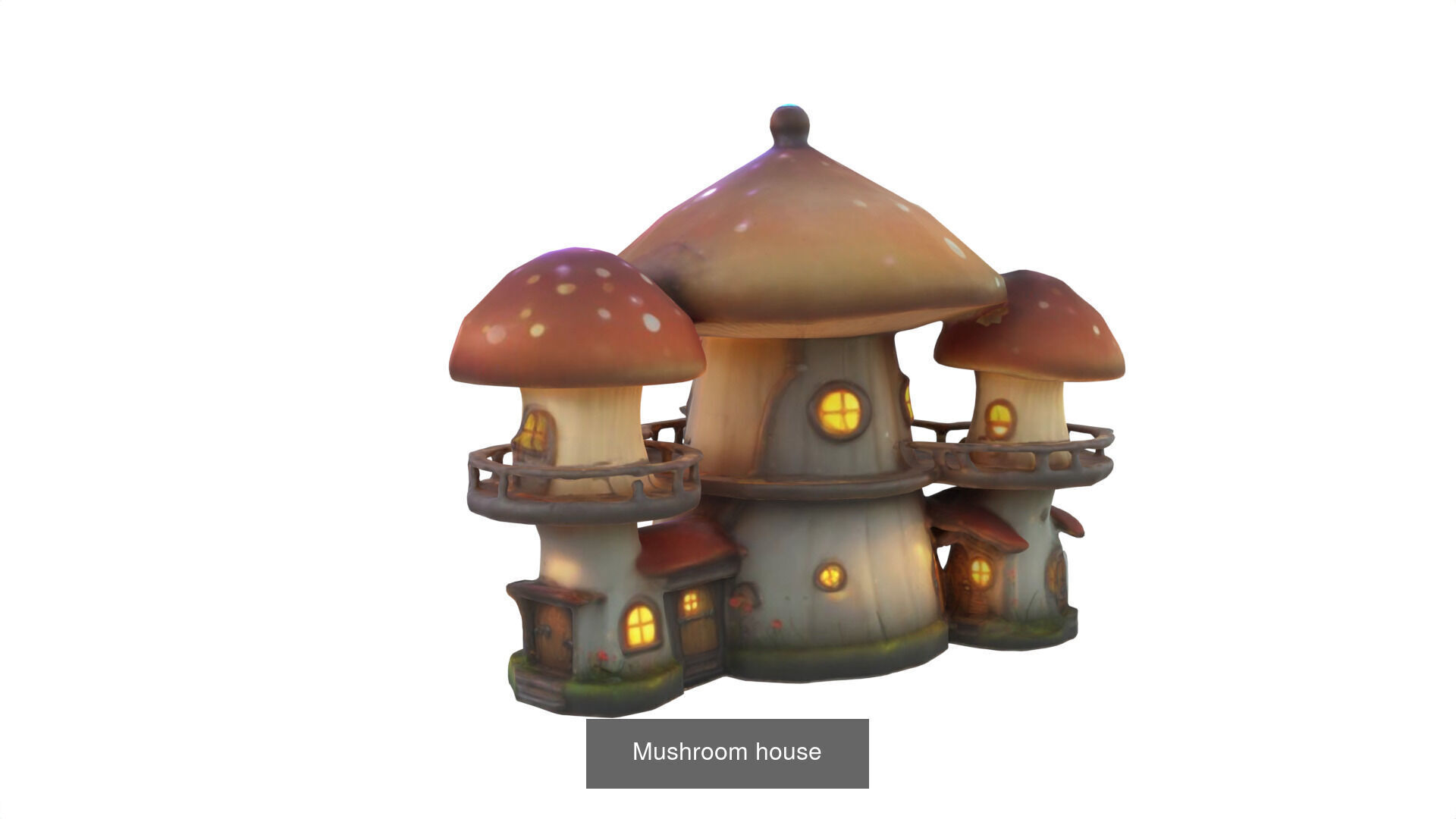 pack of 6 Mushroom houses 3D Model Collection_11