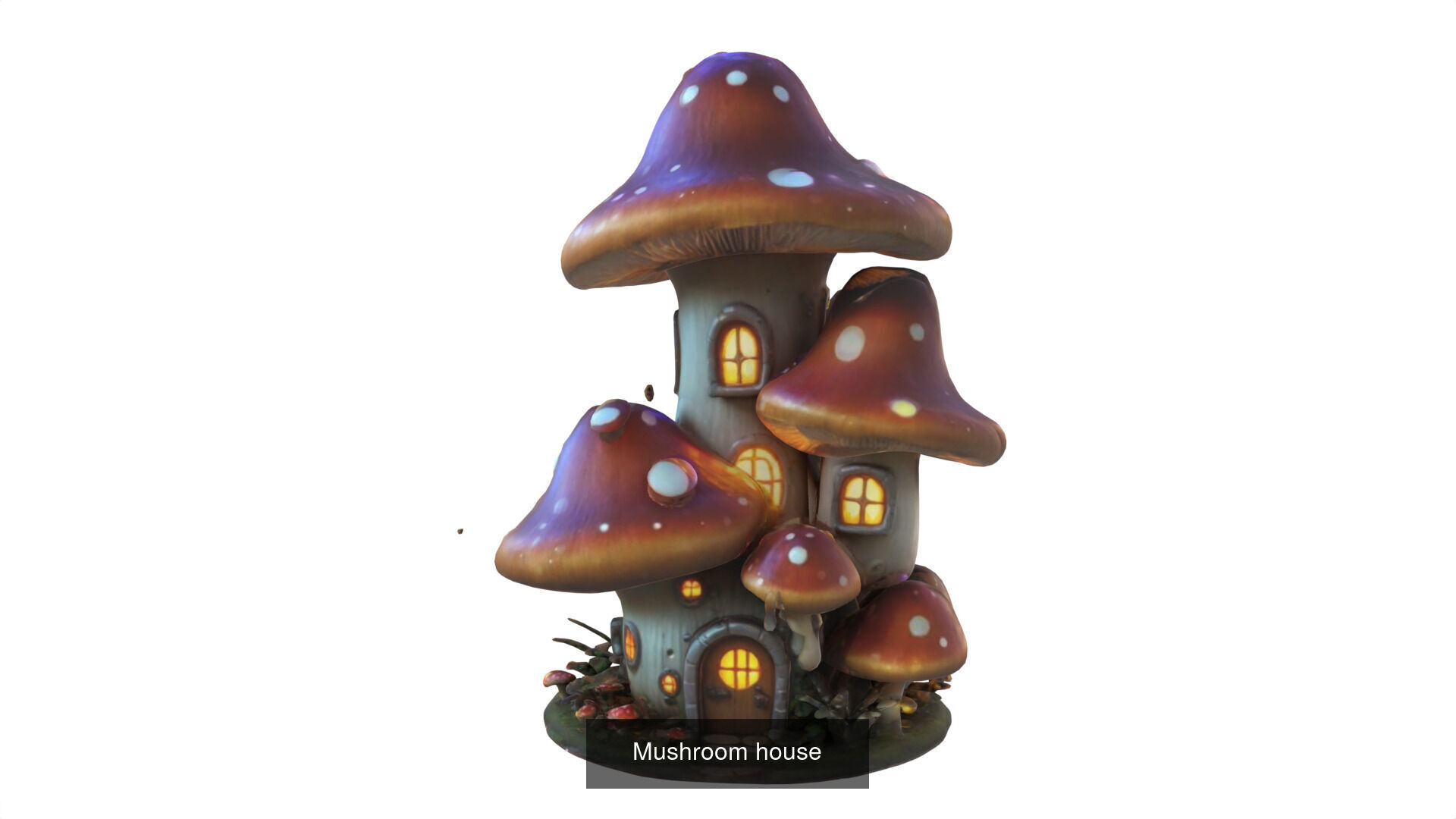 pack of 6 Mushroom houses 3D Model Collection_9