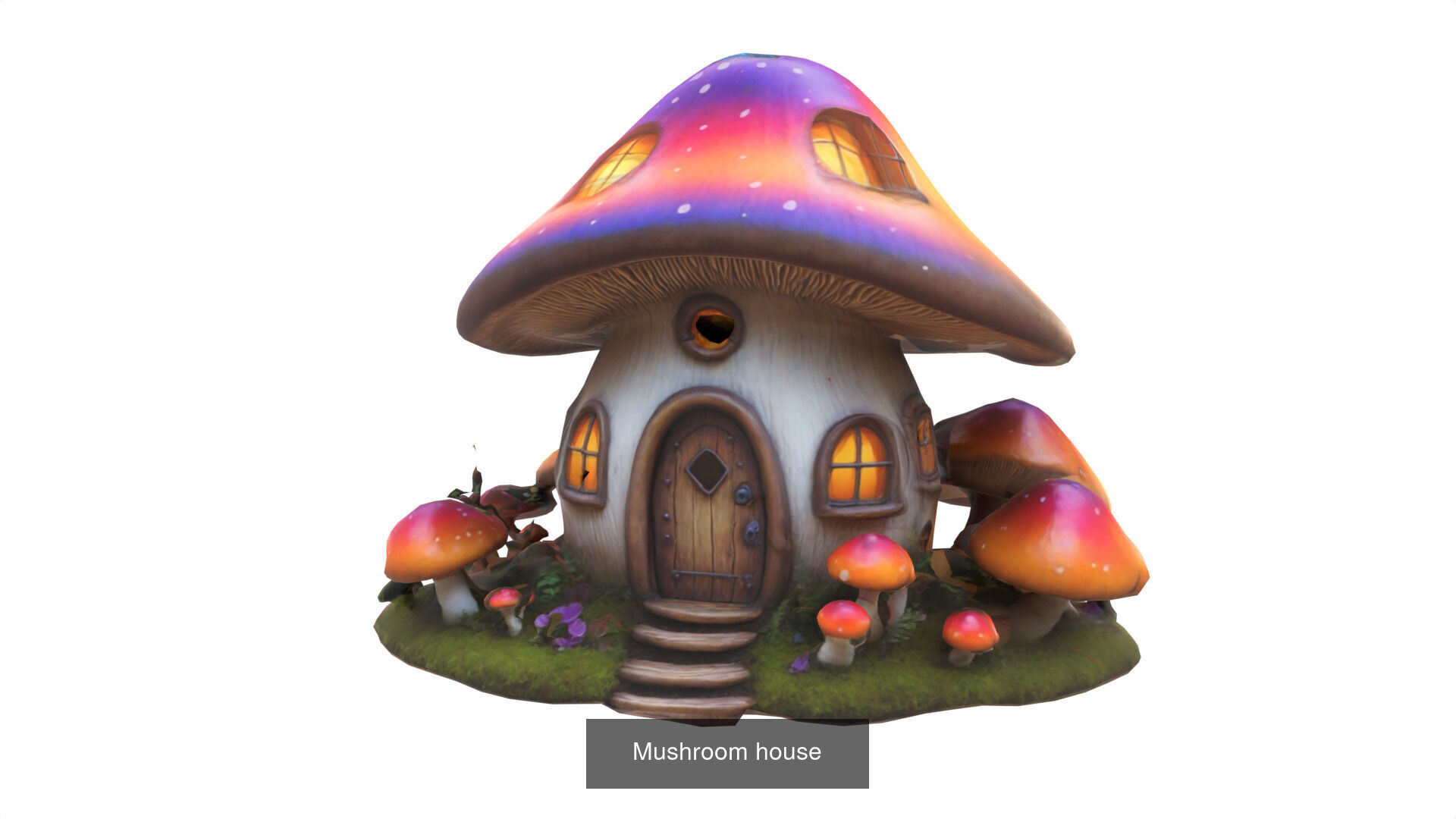 pack of 6 Mushroom houses 3D Model Collection_7