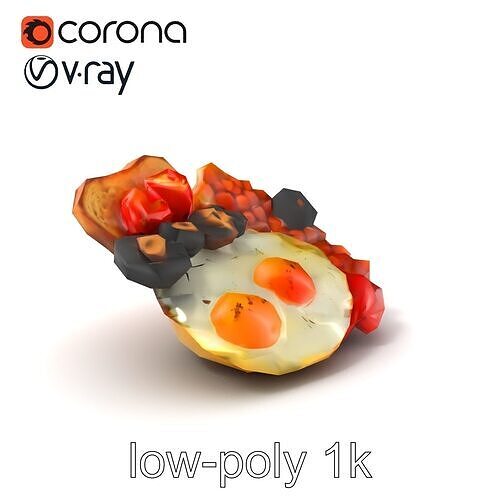 Classic English Breakfast Food Arrangement model pack Low-poly 3D model 5