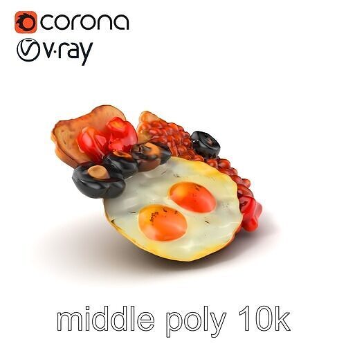 Classic English Breakfast Food Arrangement model pack Low-poly 3D model