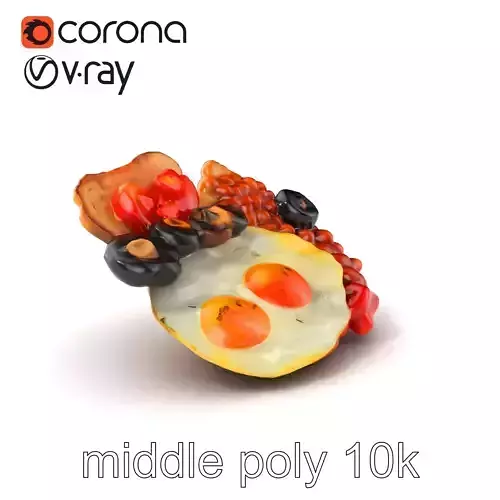 Classic English Breakfast Food Arrangement model pack Low-poly 3D model