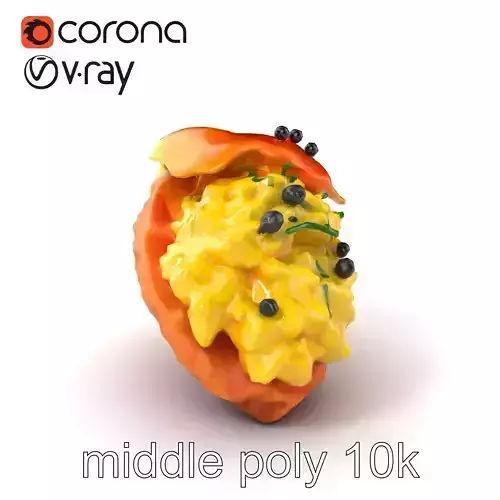 Gourmet Breakfast Croissant With Scrambled Eggs model pack Low-poly 3D model