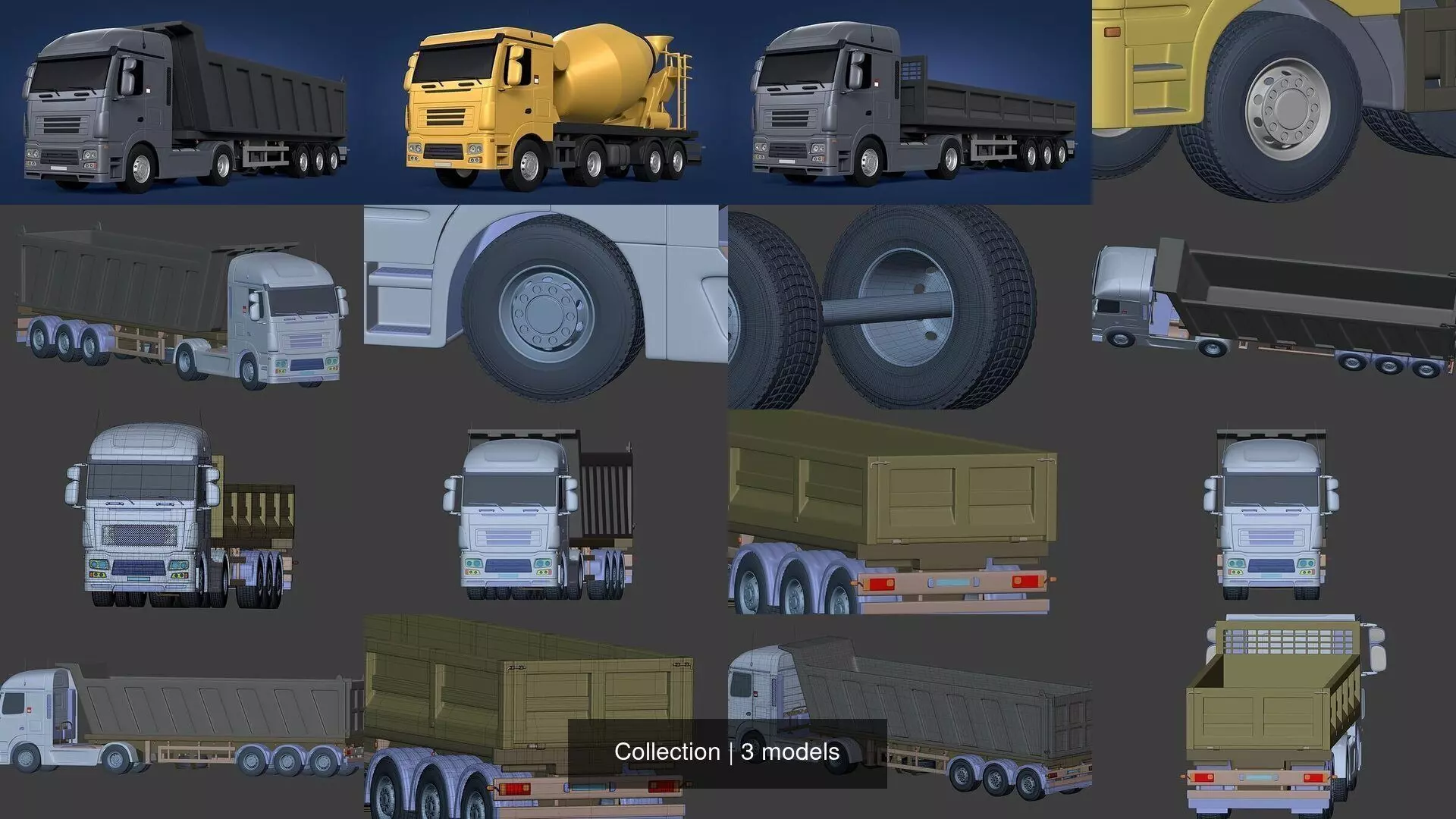 Generic Heavy trucks  -- Cement Mixer - Tipping - Construction 3D Model Collection_0