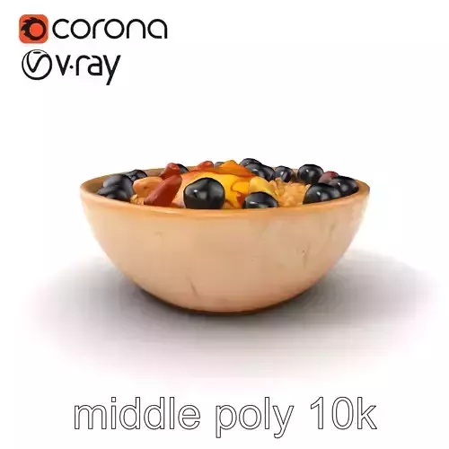 Oatmeal Bowl with Honey and Blueberries model pack Low-poly 3D model