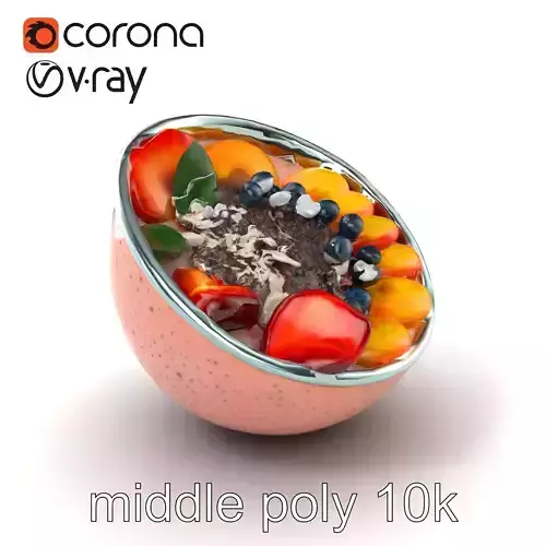 Colorful Smoothie Bowl Breakfast model pack Low-poly 3D model
