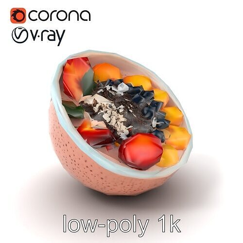 Colorful Smoothie Bowl Breakfast model pack Low-poly 3D model 5