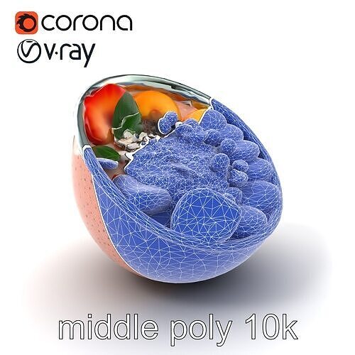 Colorful Smoothie Bowl Breakfast model pack Low-poly 3D model 6