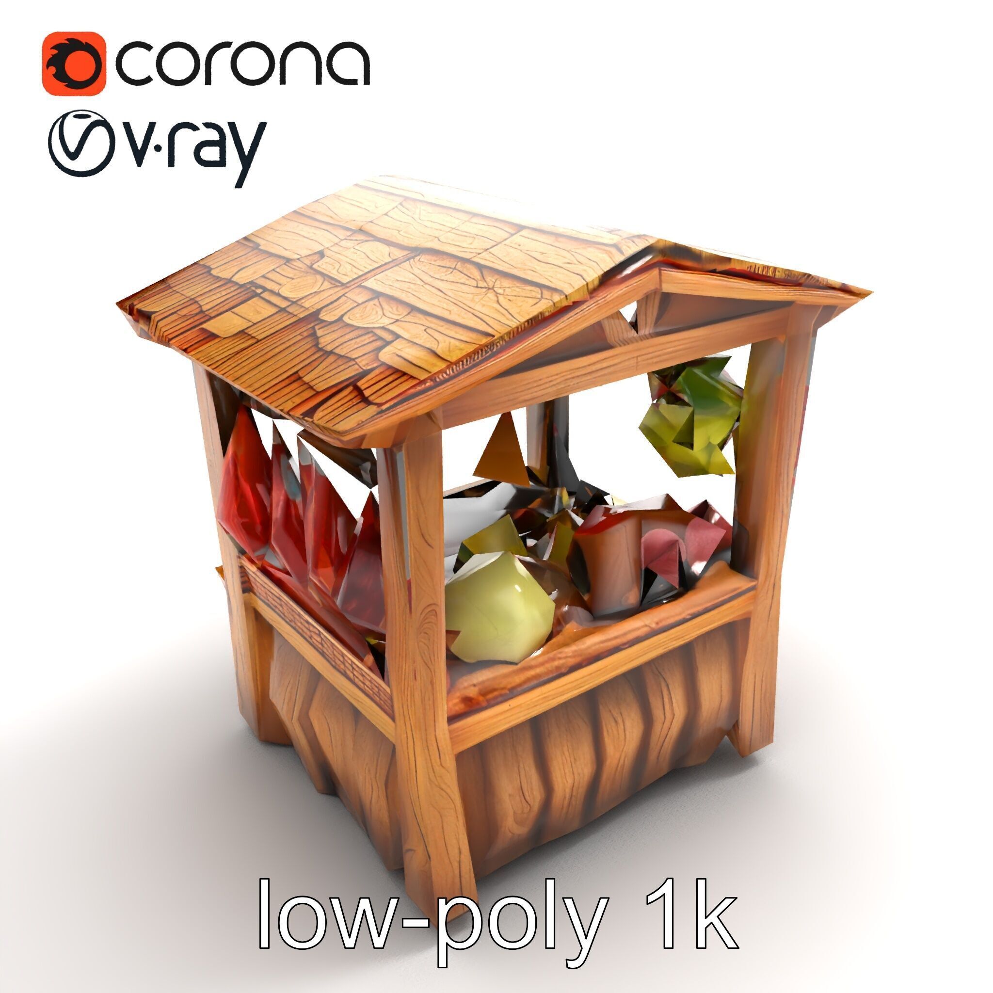 Rustic Village Market Booth Model Pack Low-poly 3D model_8