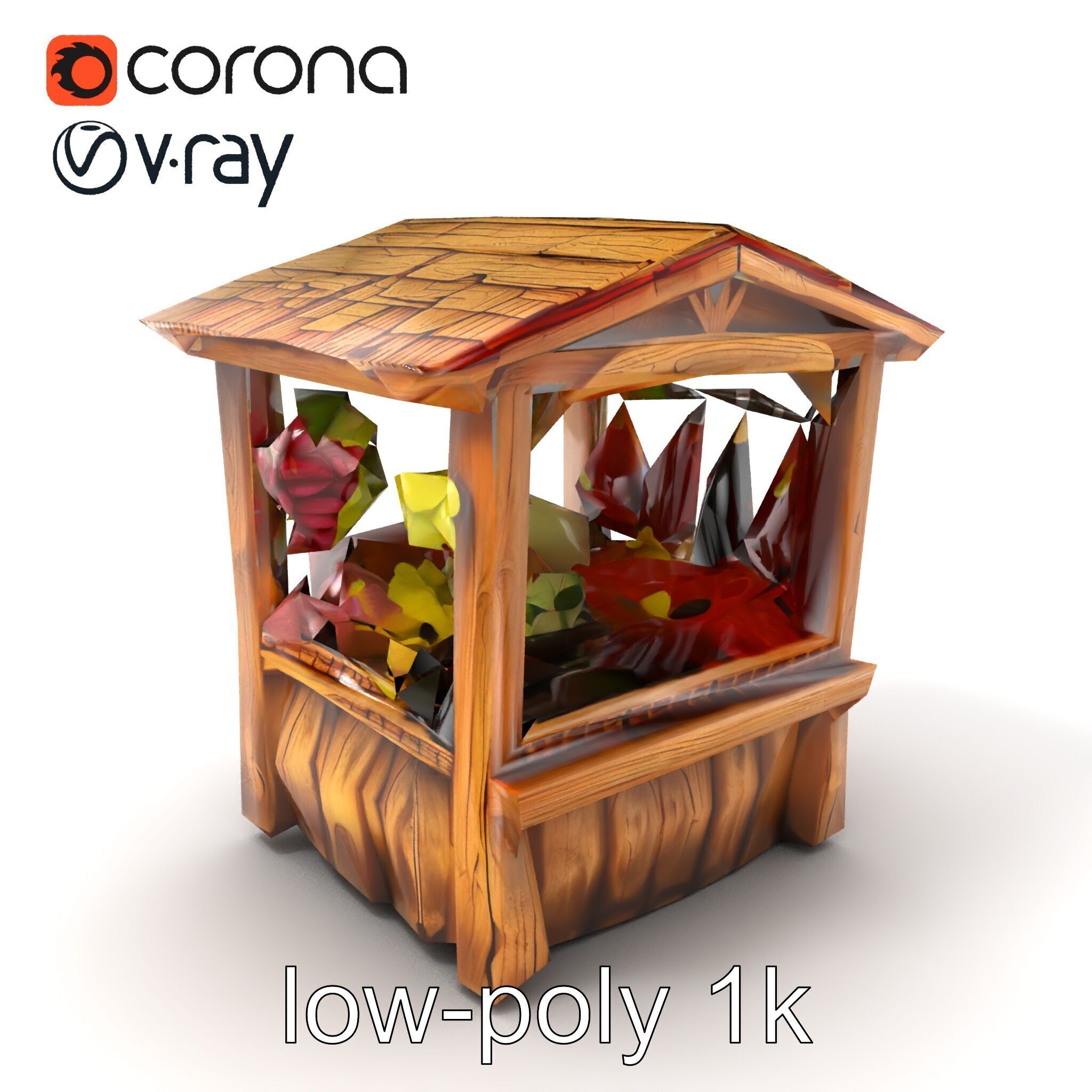 Rustic Village Market Booth Model Pack Low-poly 3D model_4