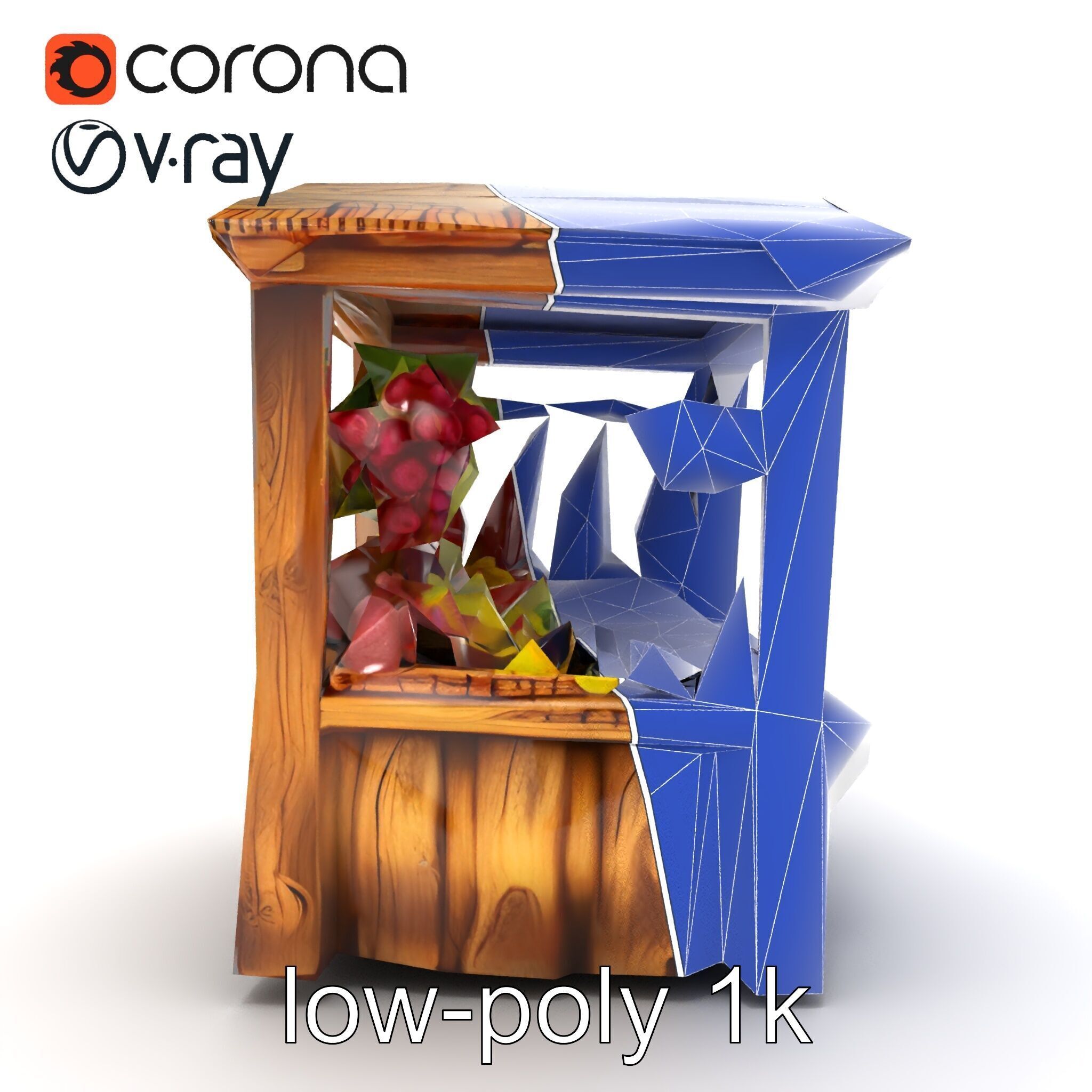 Rustic Village Market Booth Model Pack Low-poly 3D model_18