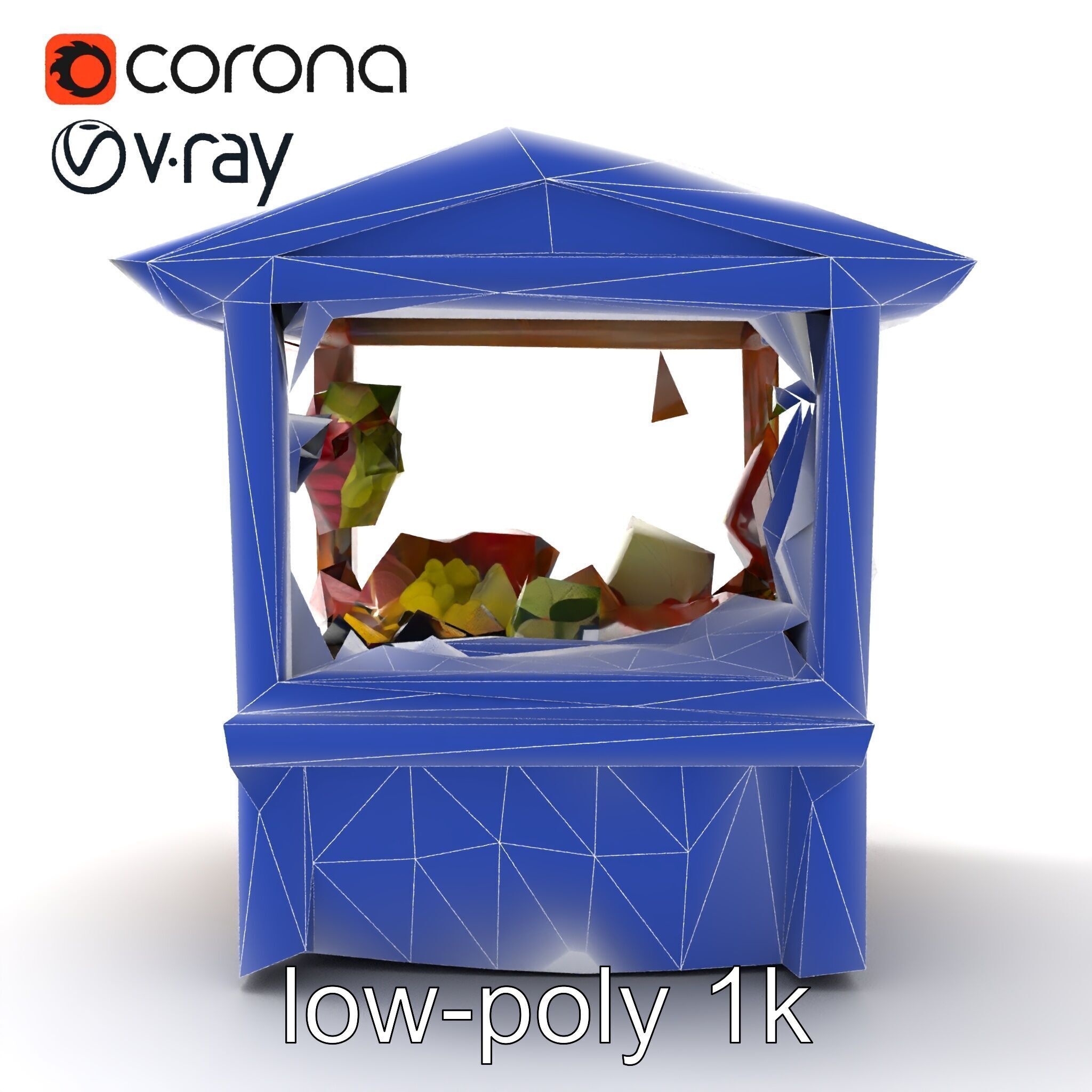 Rustic Village Market Booth Model Pack Low-poly 3D model_11