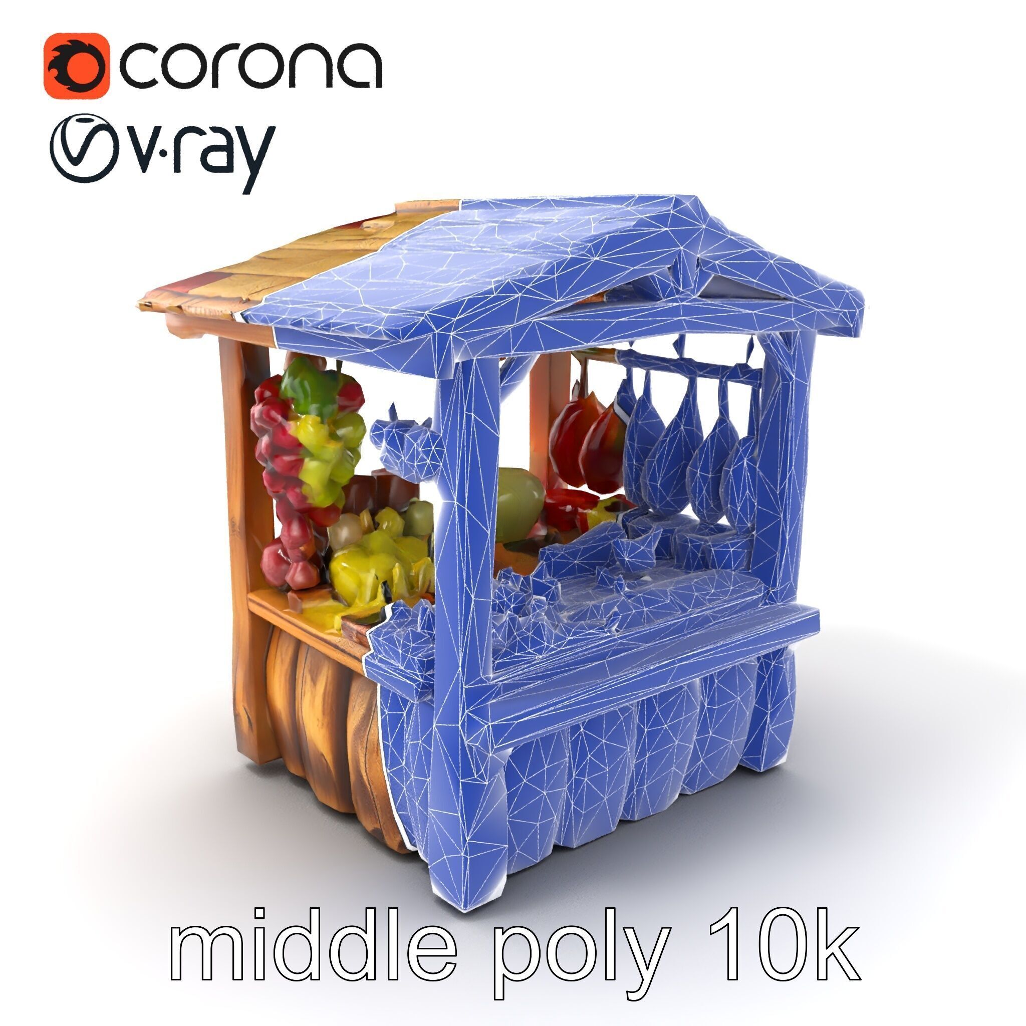Rustic Village Market Booth Model Pack Low-poly 3D model_5