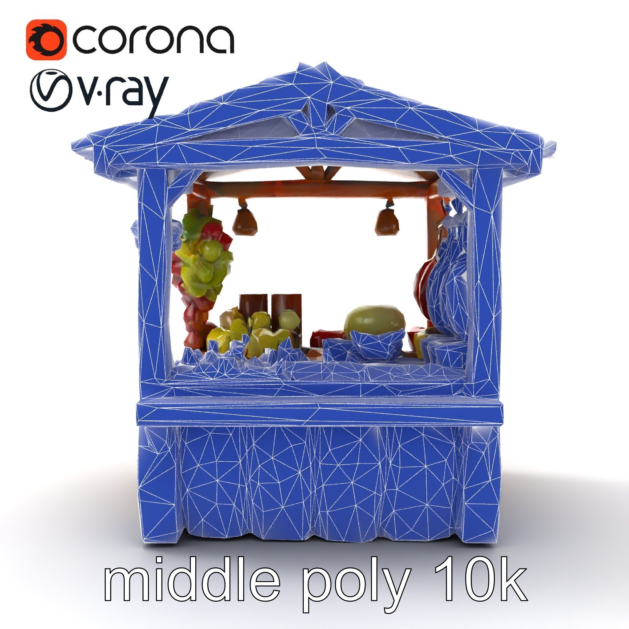 Rustic Village Market Booth Model Pack Low-poly 3D model_26