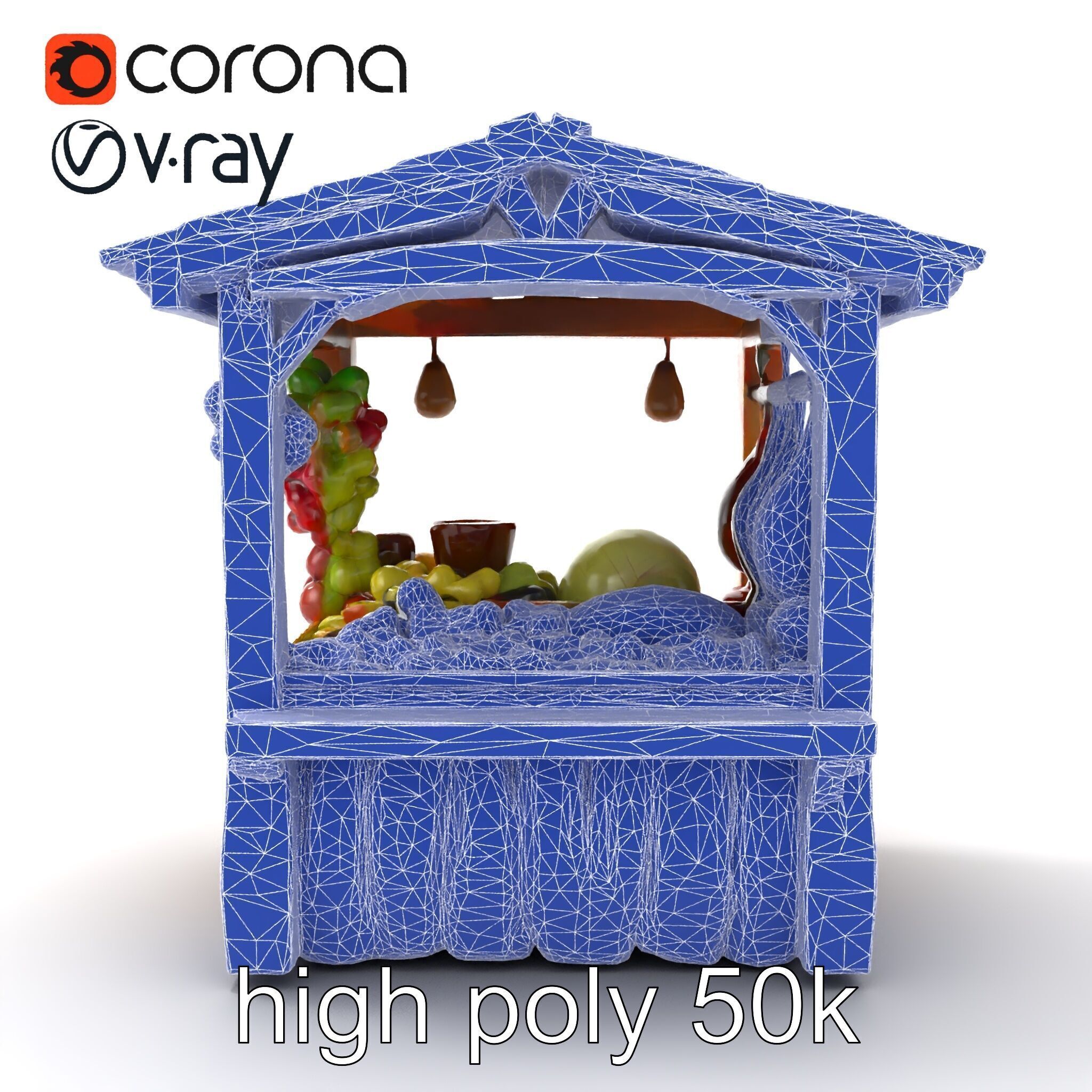 Rustic Village Market Booth Model Pack Low-poly 3D model_27