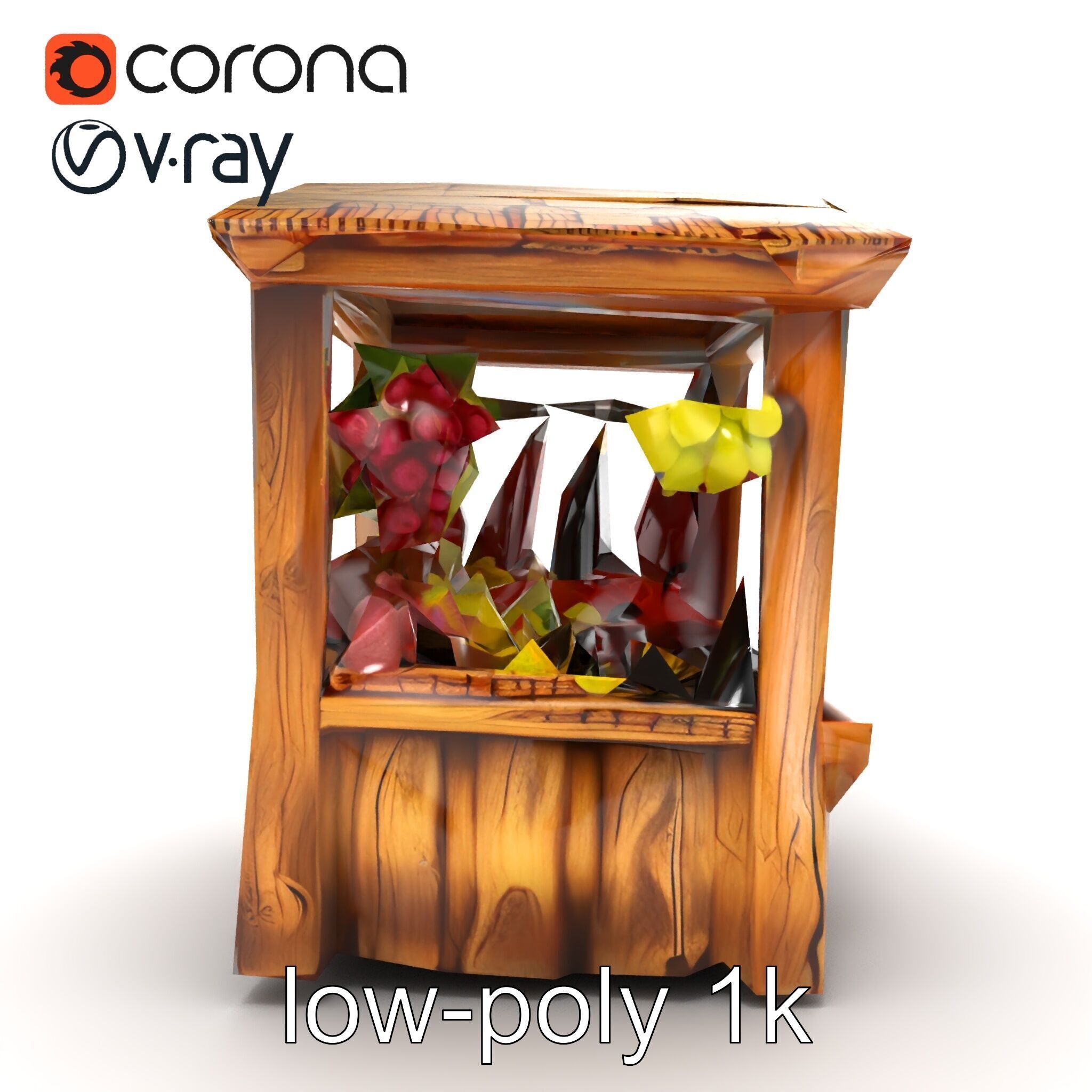 Rustic Village Market Booth Model Pack Low-poly 3D model_25