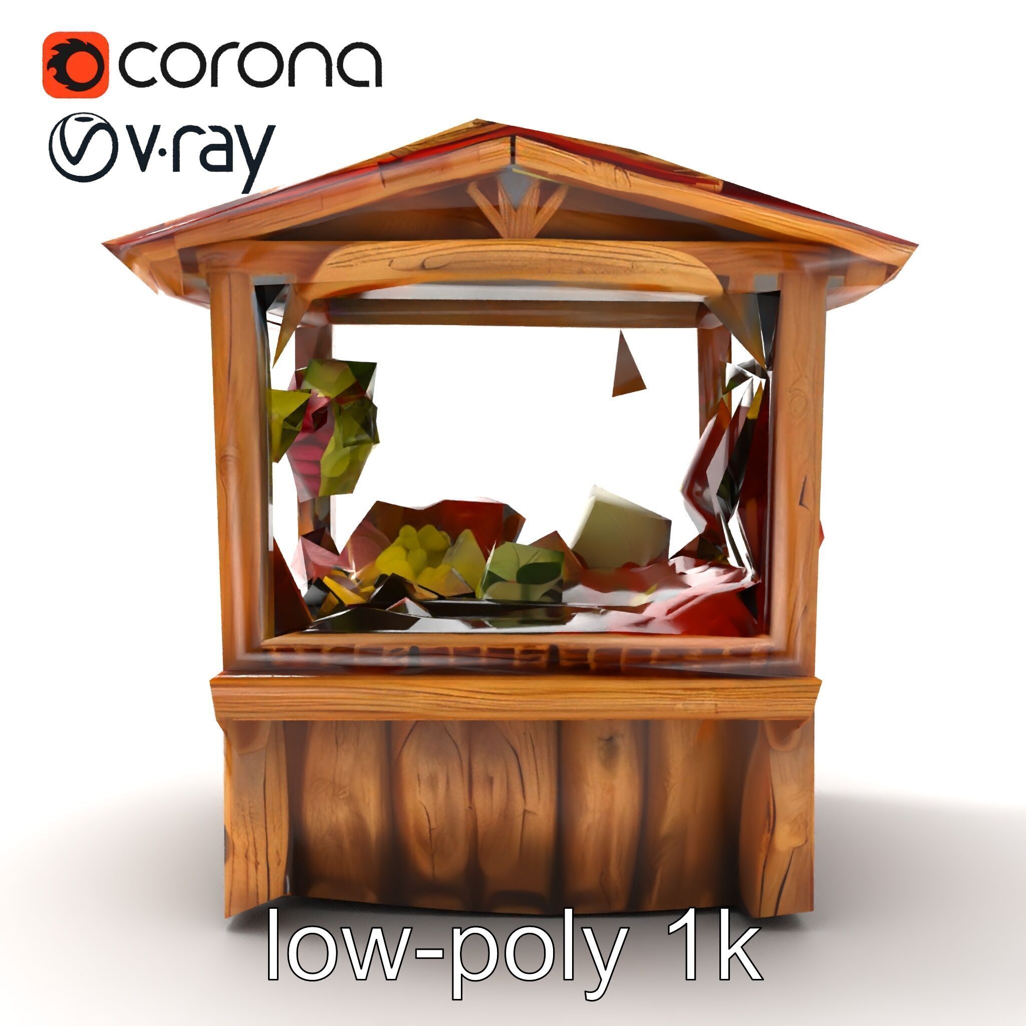 Rustic Village Market Booth Model Pack Low-poly 3D model_24