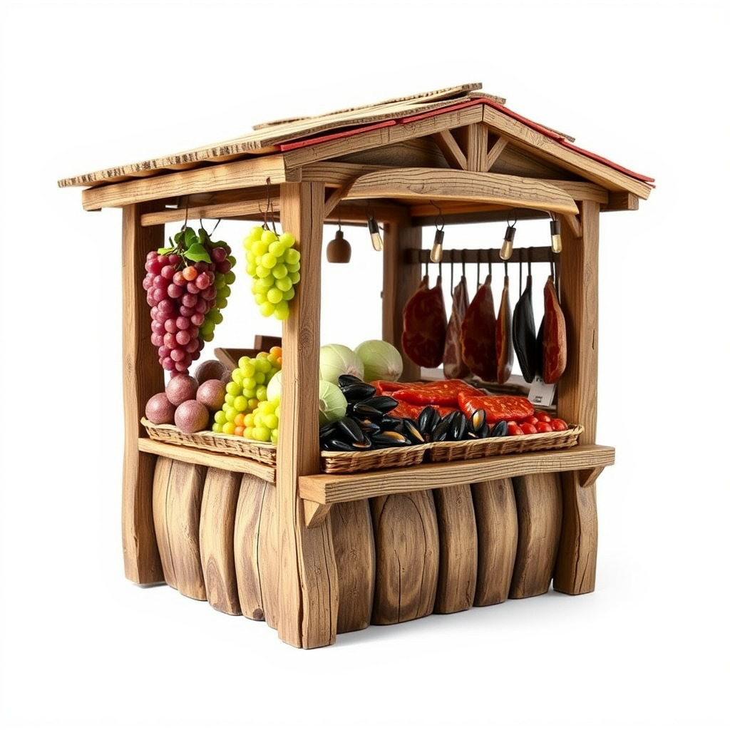 Rustic Village Market Booth Model Pack Low-poly 3D model_3