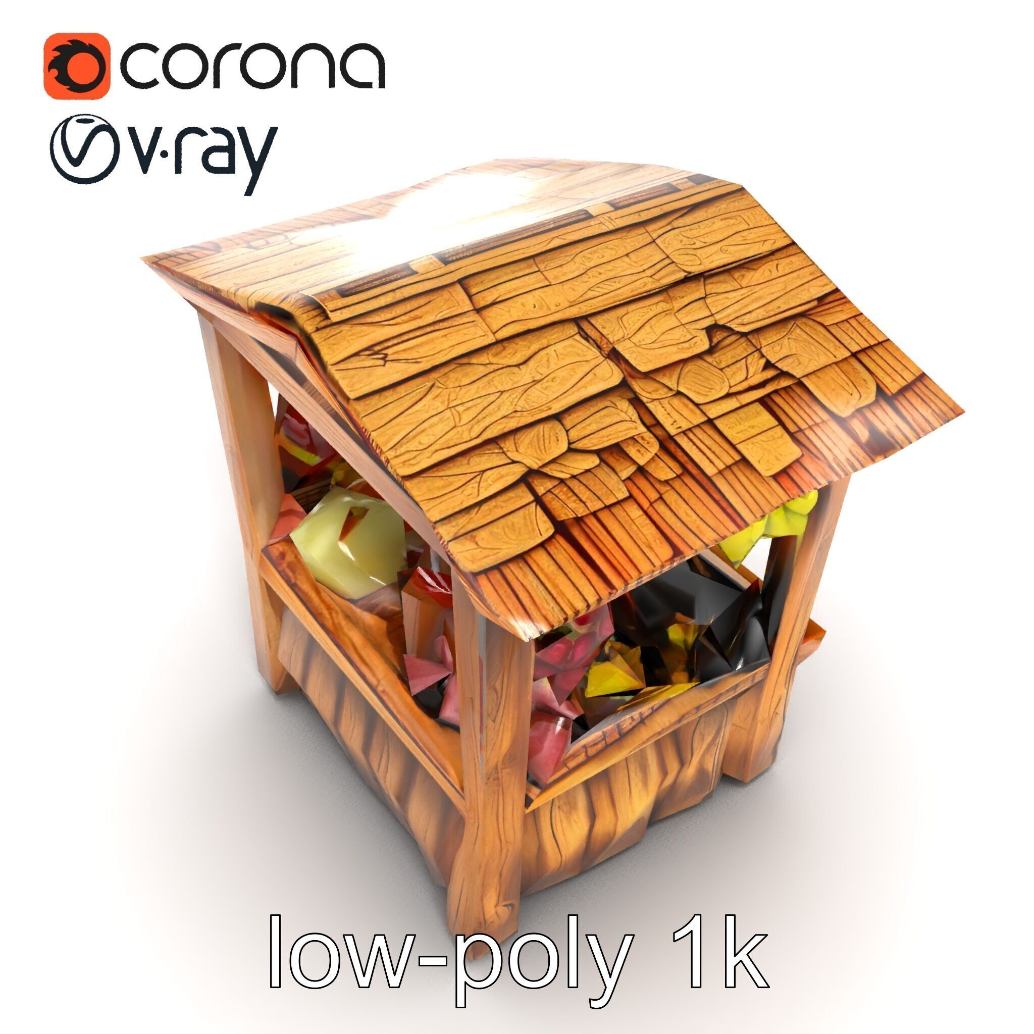 Rustic Village Market Booth Model Pack Low-poly 3D model_21