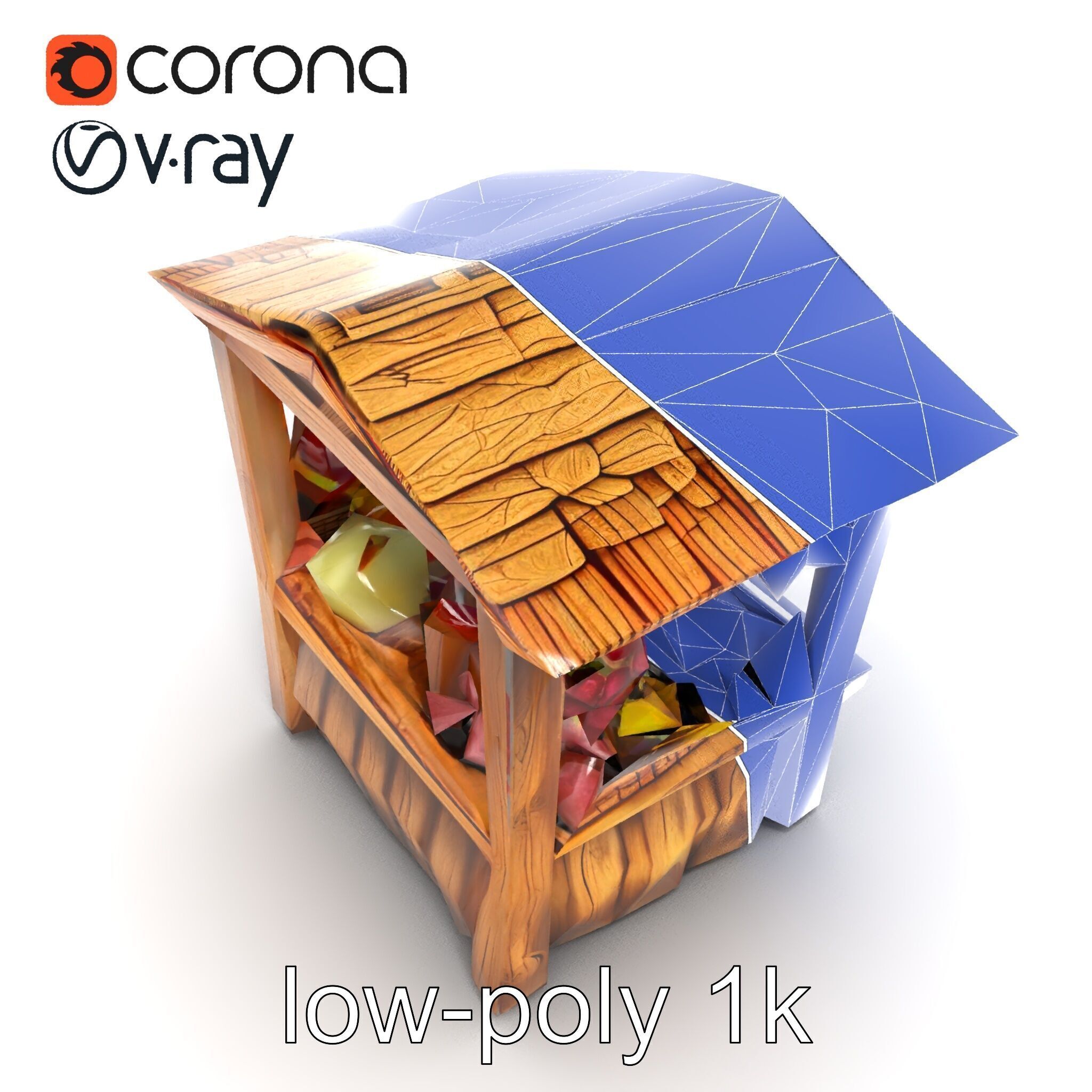 Rustic Village Market Booth Model Pack Low-poly 3D model_29