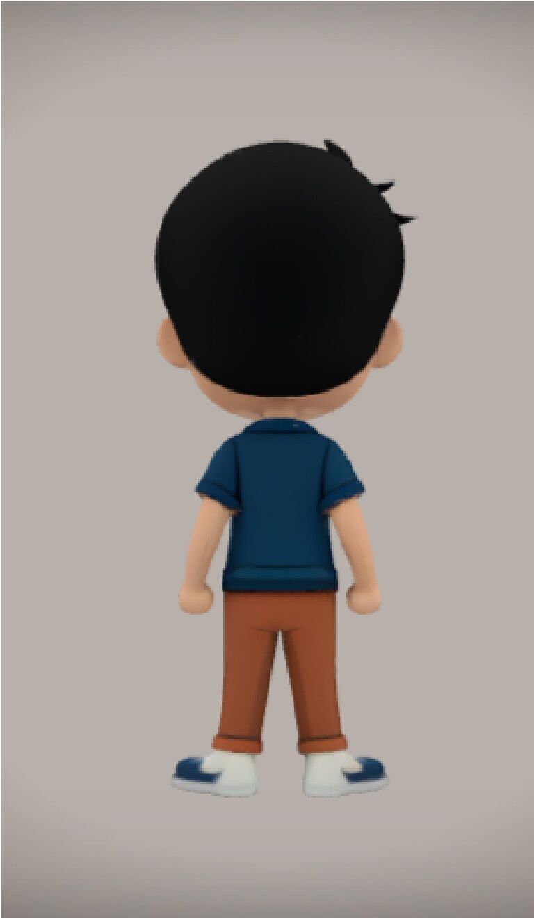 boy cartoon character cute  3D model_1