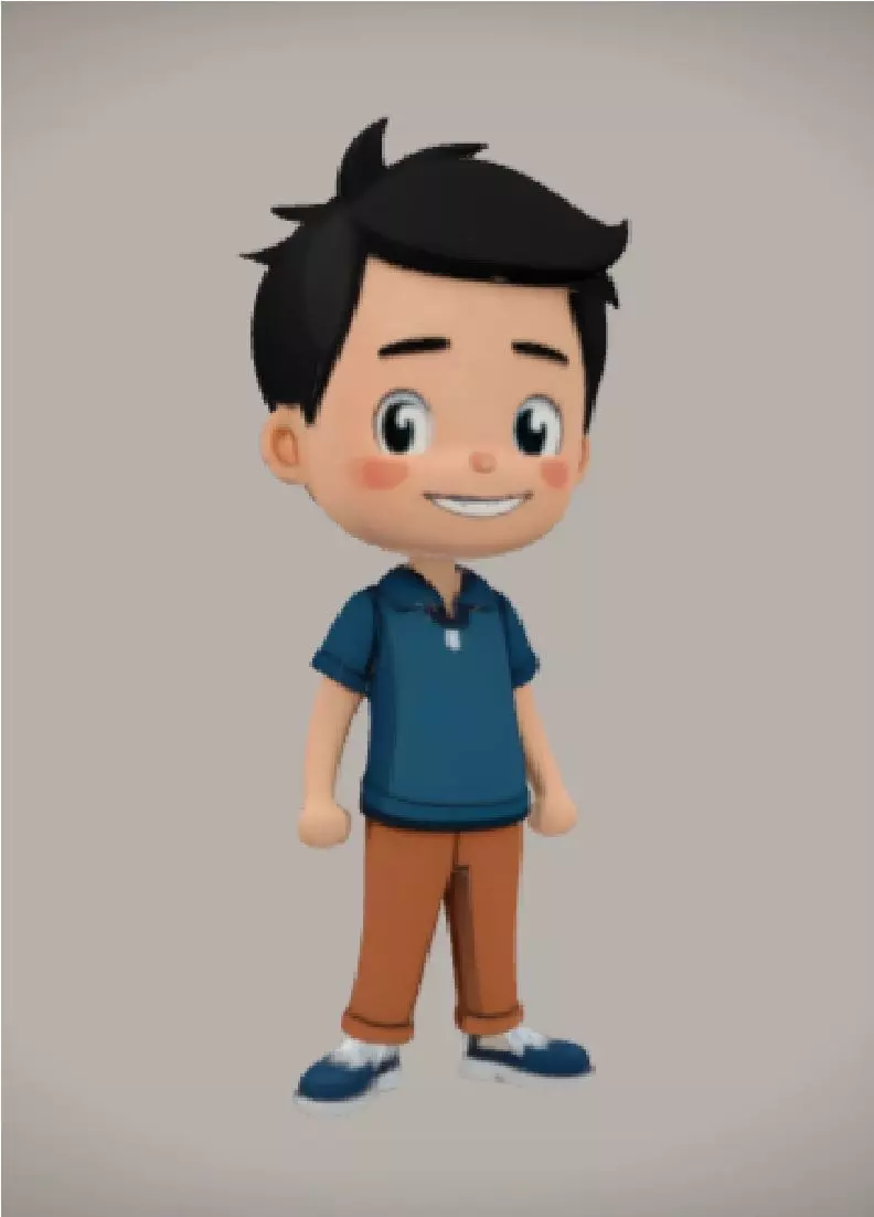 boy cartoon character cute  3D model_0