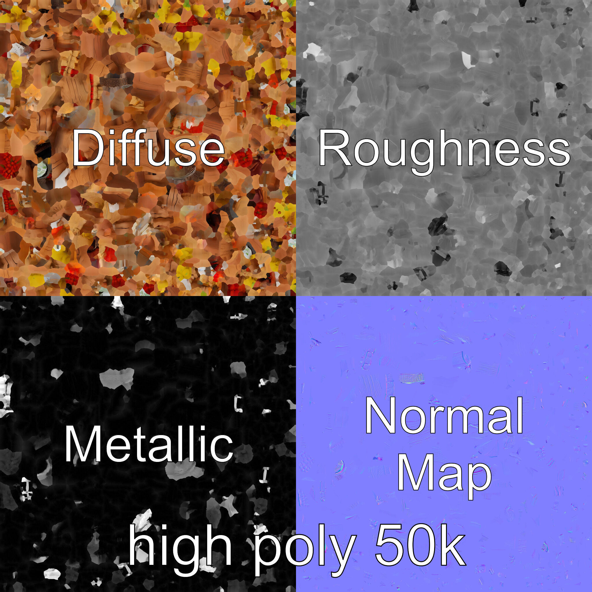 Vintage Rural Market Counter Display model pack Low-poly 3D model_3