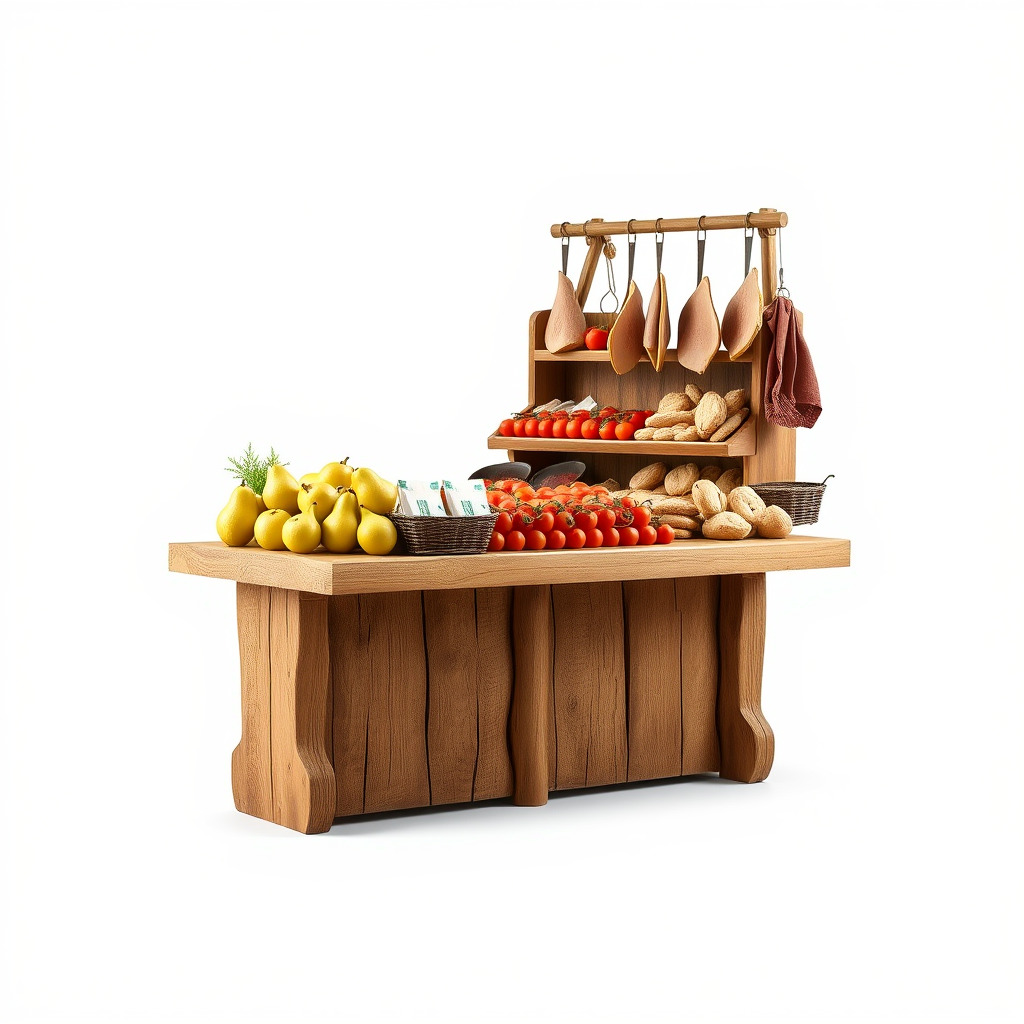 Vintage Rural Market Counter Display model pack Low-poly 3D model_4