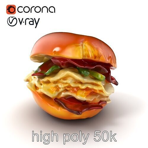 Bagel Breakfast Sandwich Model Pack Low-poly 3D model 3