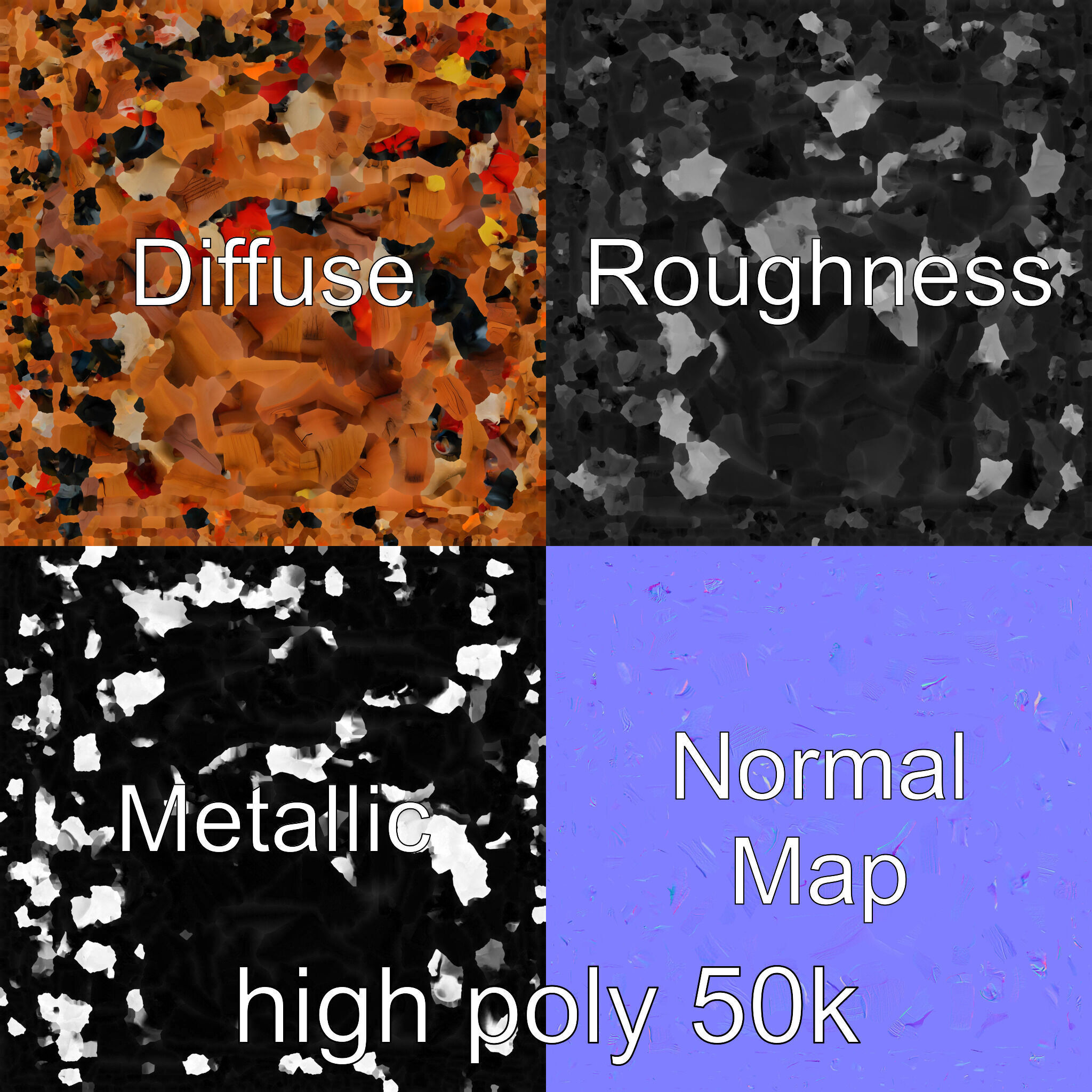 Rustic Market Table with Produce and Meats Model Pack Low-poly 3D model_3