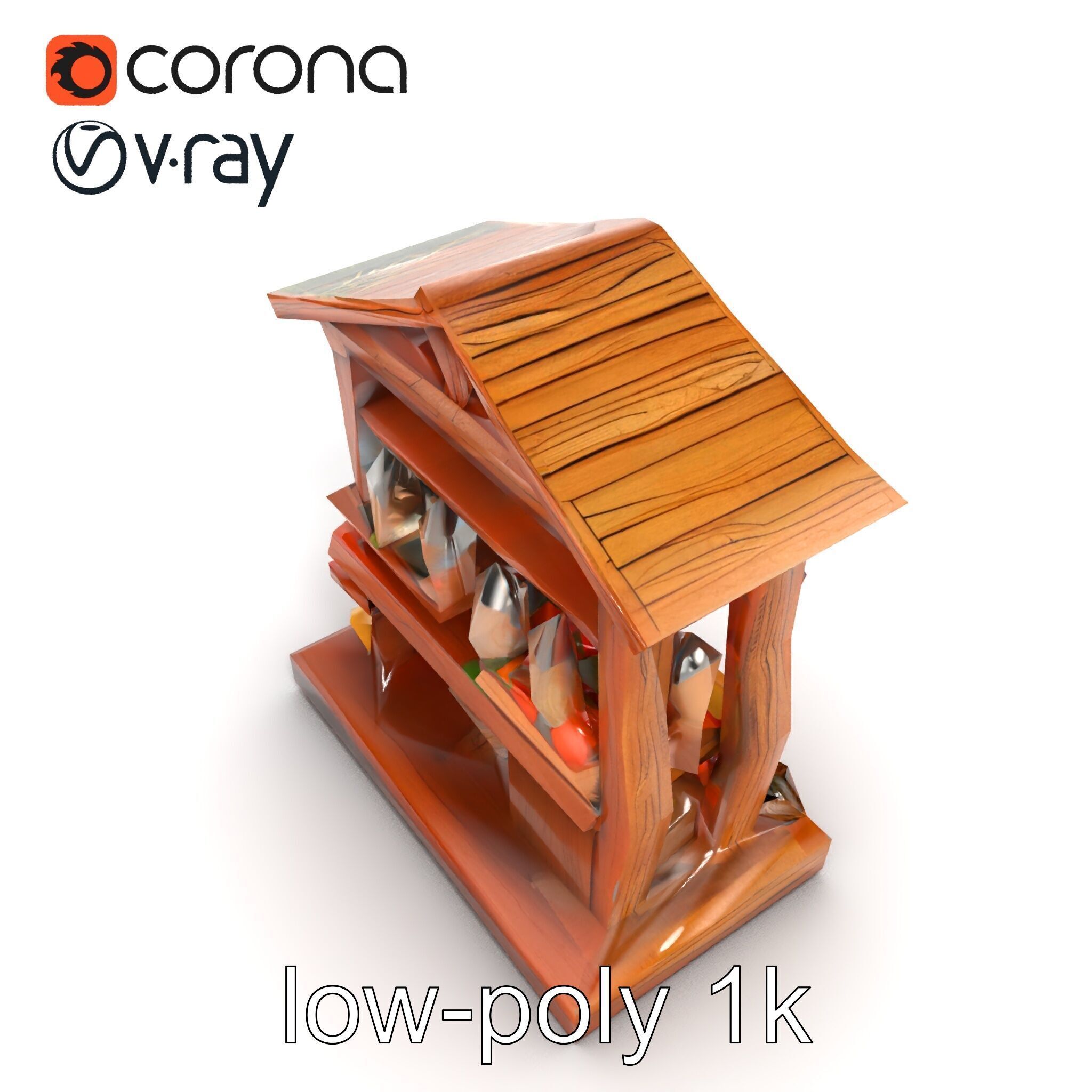 Rustic Village Market Food Stall model pack Low-poly 3D model_25