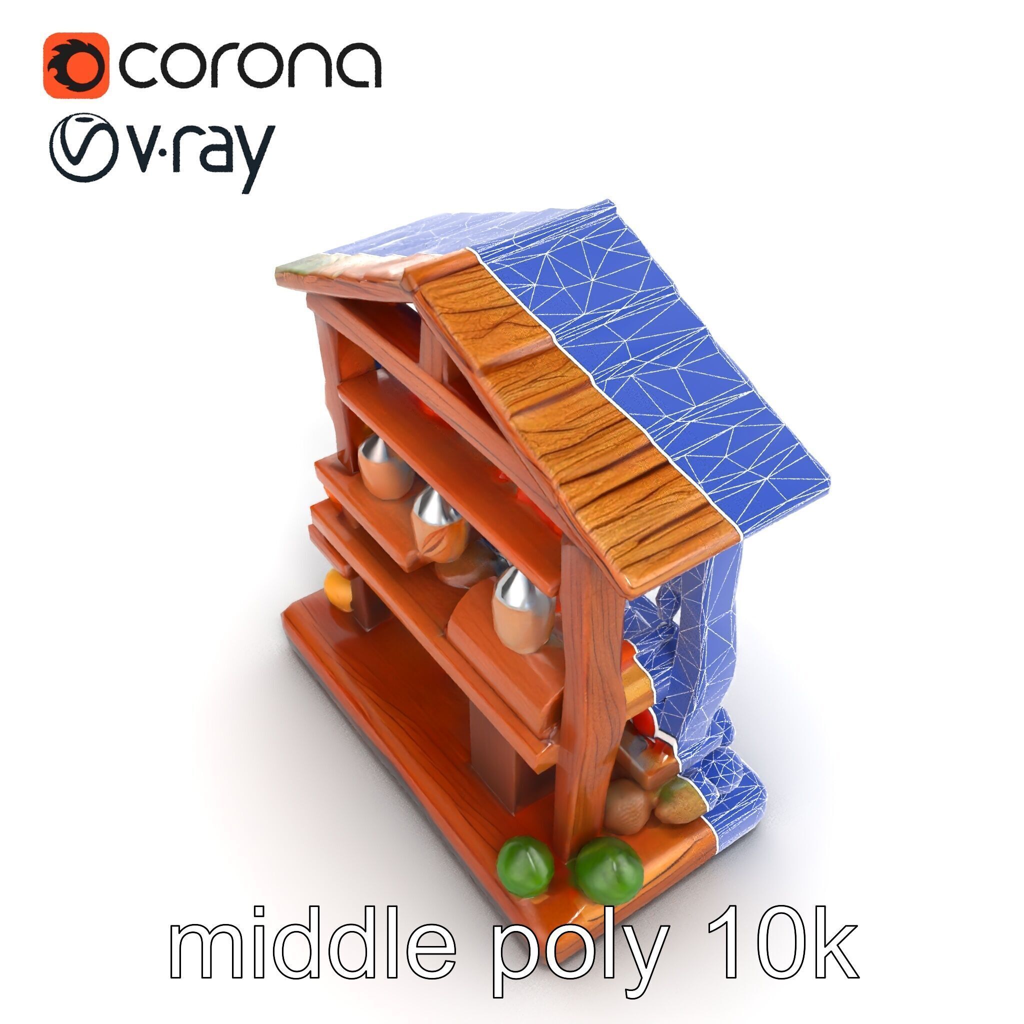 Rustic Village Market Food Stall model pack Low-poly 3D model_18