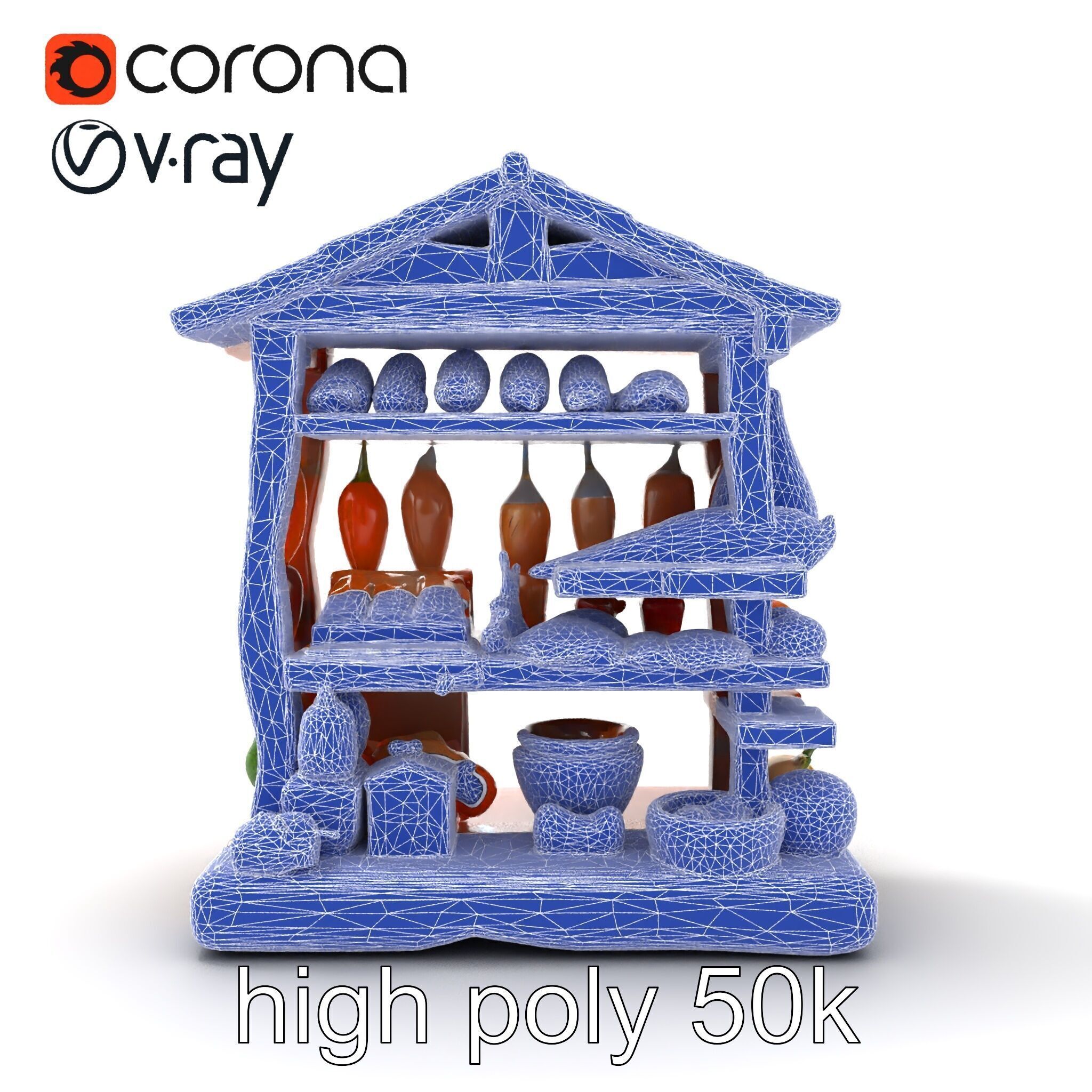 Rustic Village Market Food Stall model pack Low-poly 3D model_28