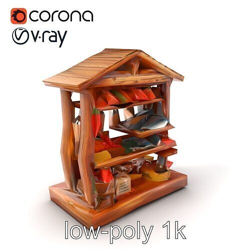 Rustic Village Market Food Stall model pack Low-poly 3D model 5