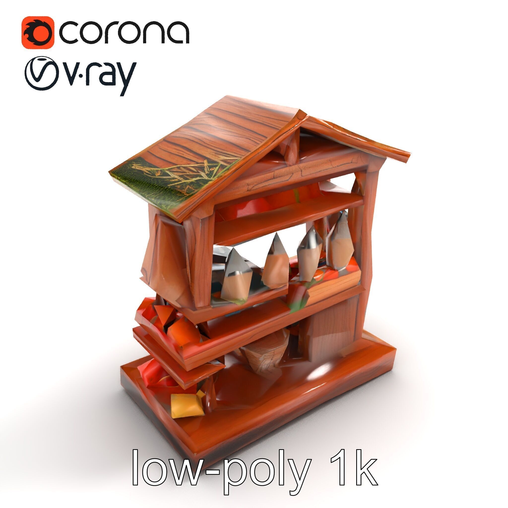 Rustic Village Market Food Stall model pack Low-poly 3D model_8