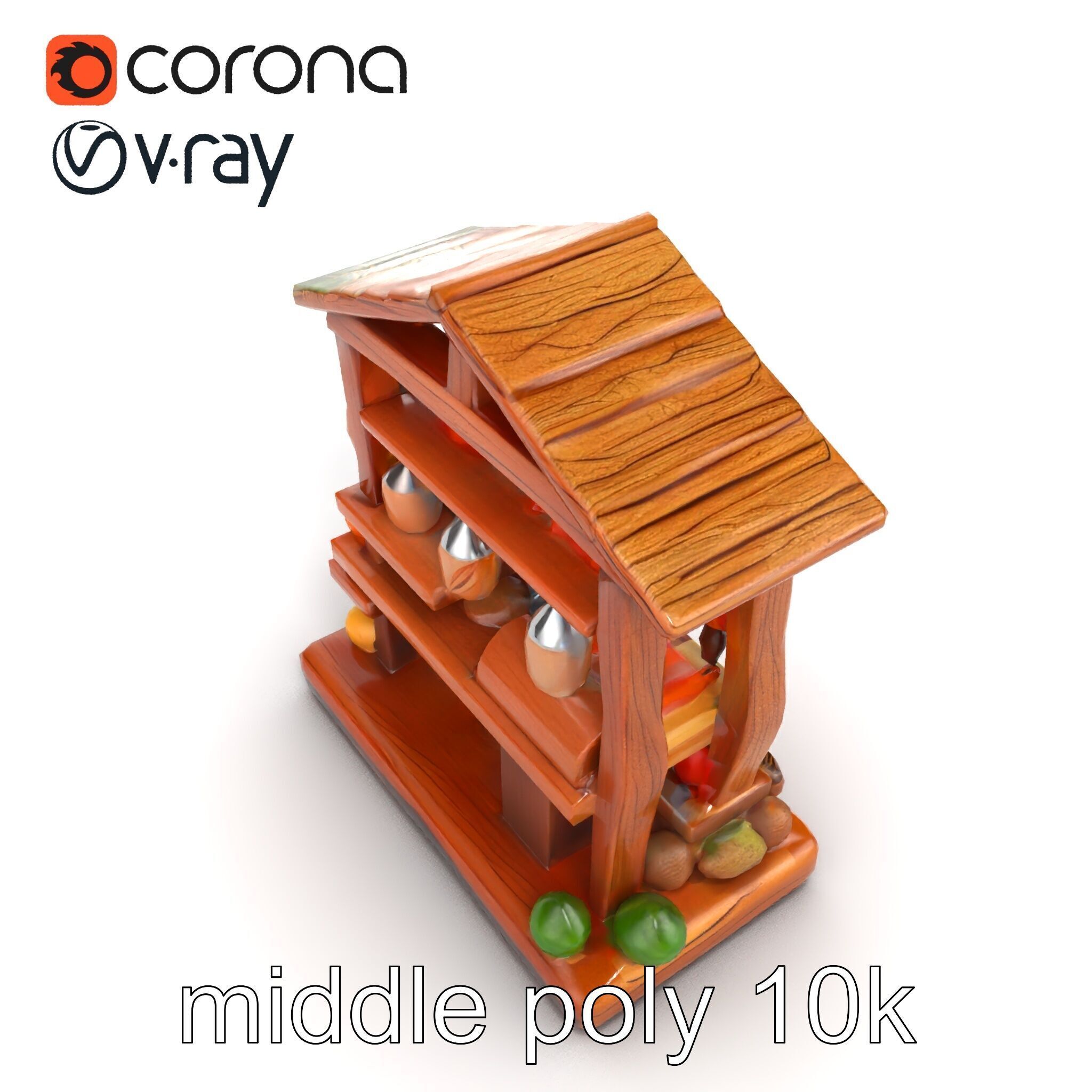 Rustic Village Market Food Stall model pack Low-poly 3D model_17