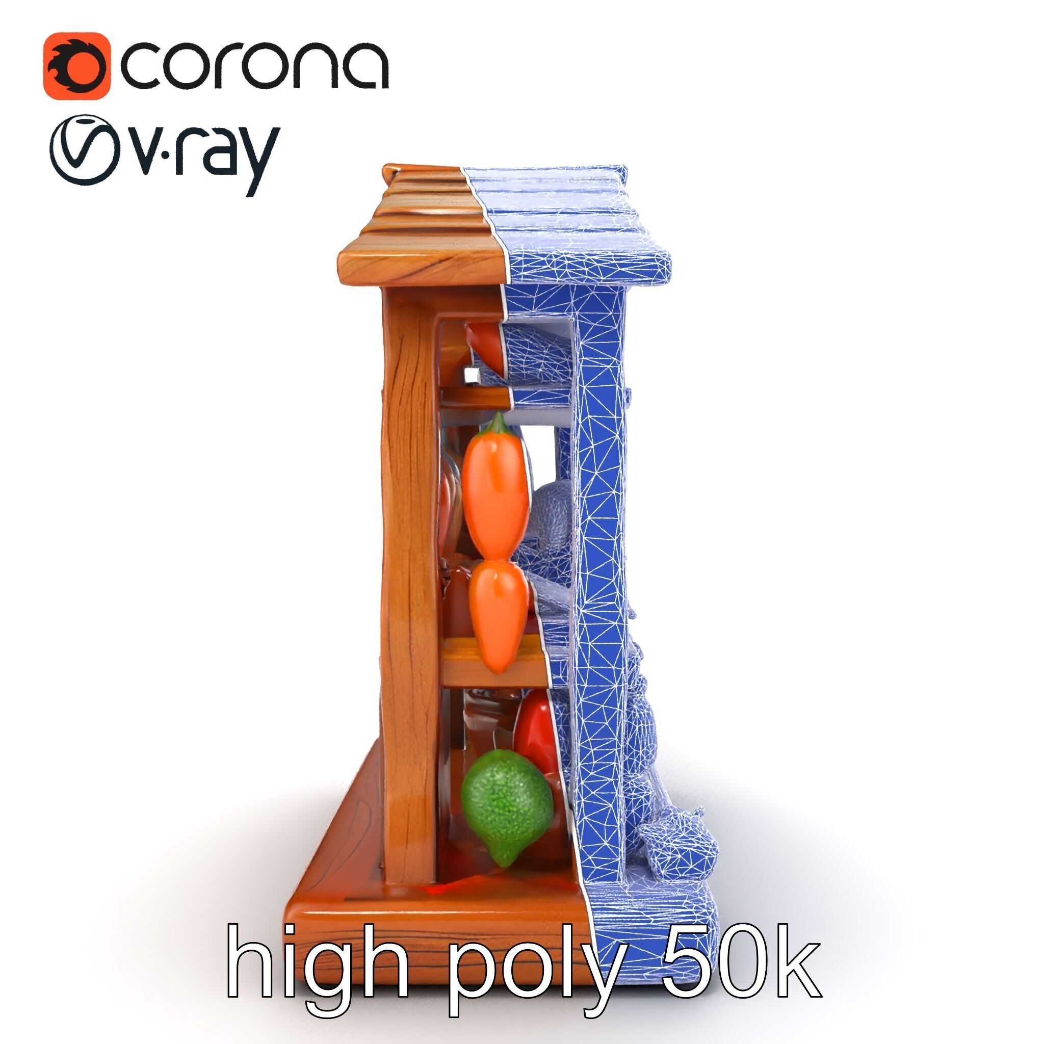 Rustic Village Market Food Stall model pack Low-poly 3D model_16