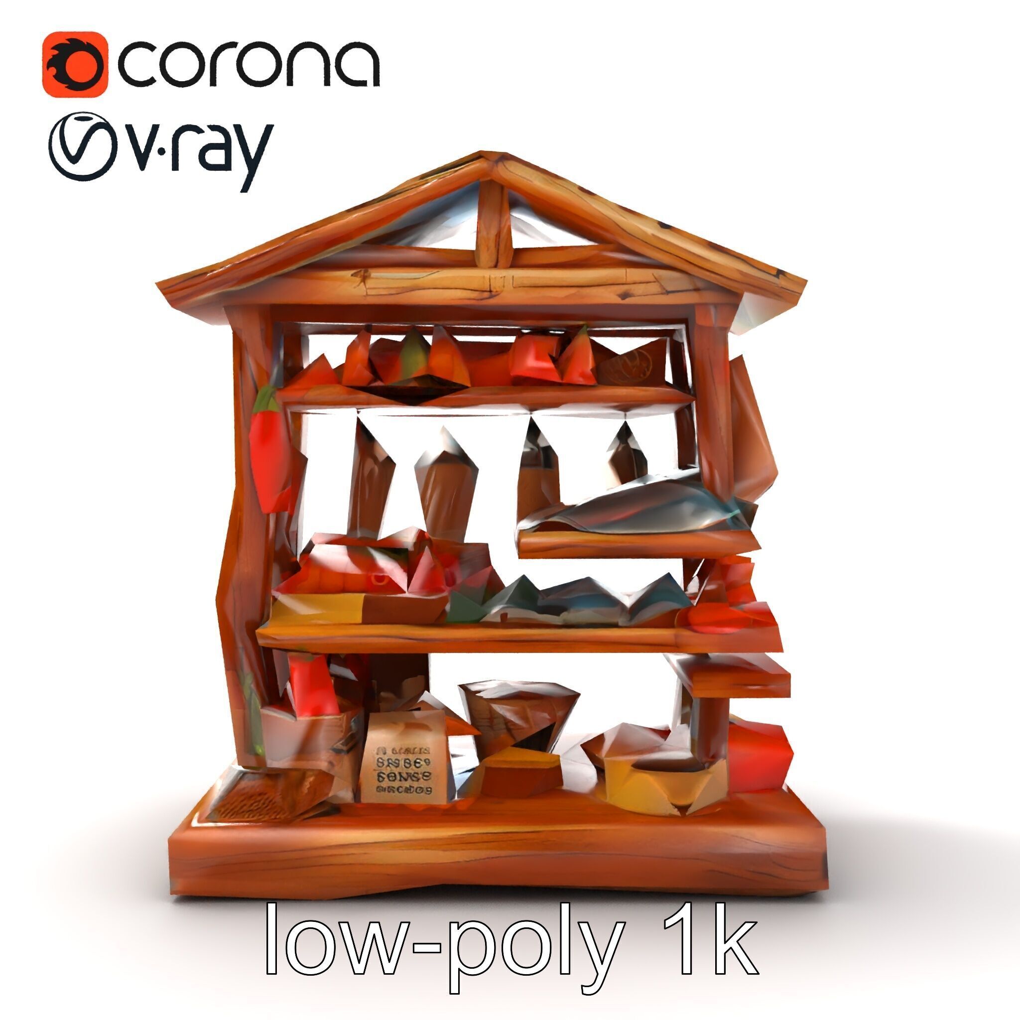 Rustic Village Market Food Stall model pack Low-poly 3D model_27