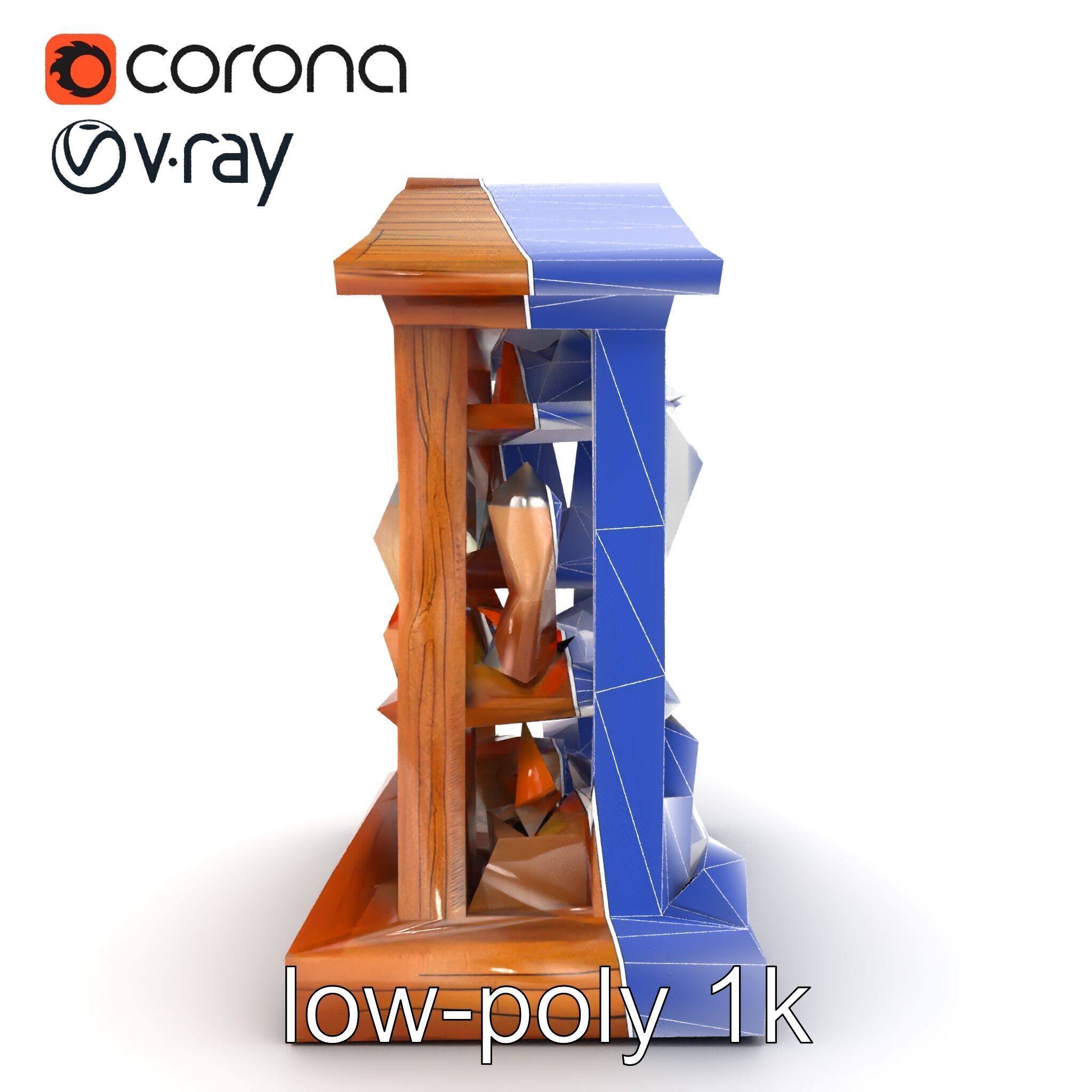 Rustic Village Market Food Stall model pack Low-poly 3D model_10