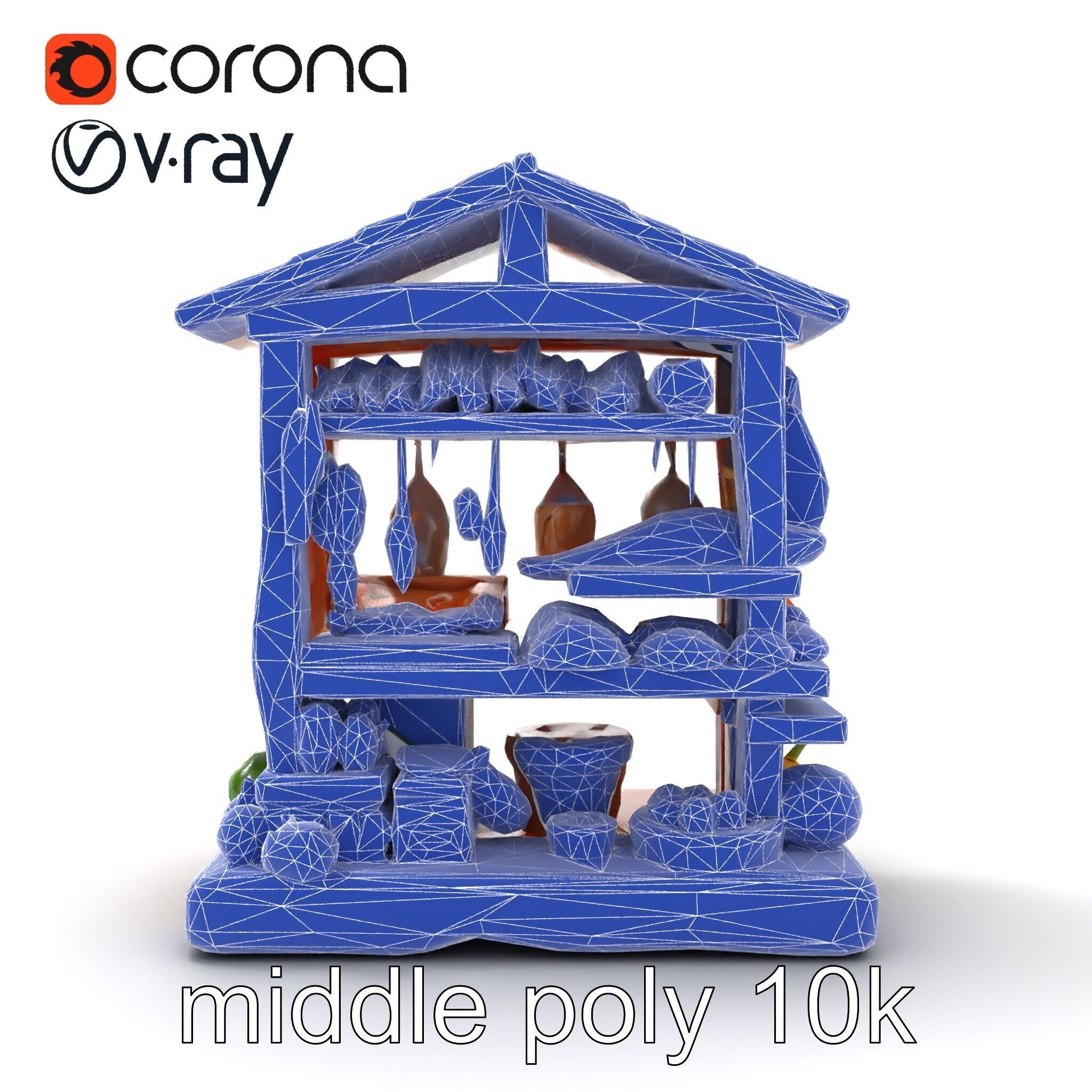 Rustic Village Market Food Stall model pack Low-poly 3D model_24